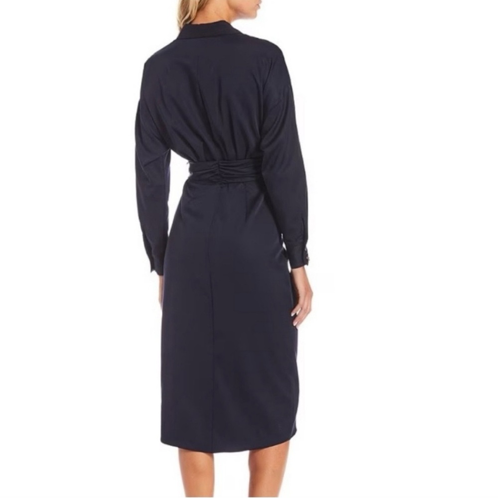 ANTONIO MELANI Dark Navy Button-Front Midi Shirt Dress - Picture 4 of 7